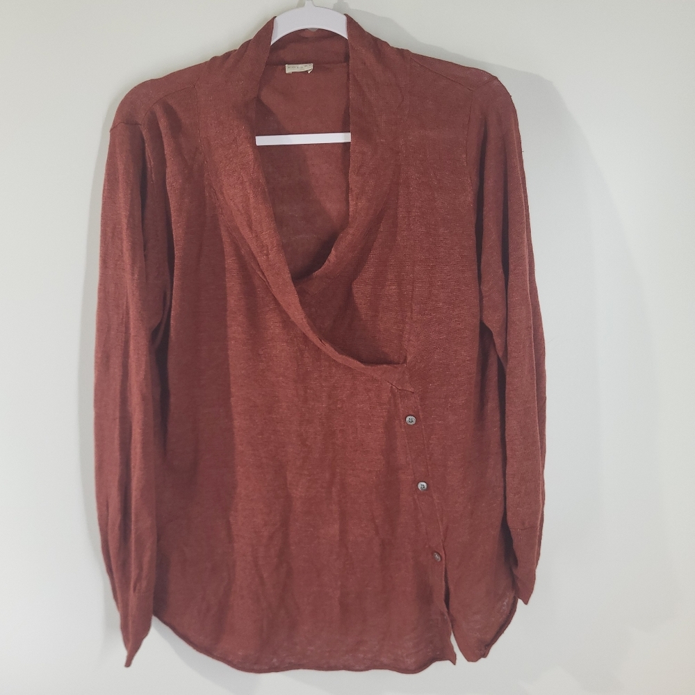 Poetry V-Neck Sweater in Rich Rust